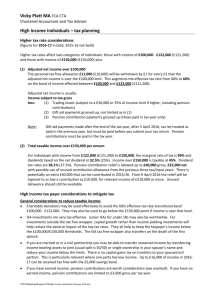 Vicky Platt MA FCA CTA High income individuals – tax planning