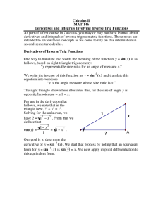 Derivatives and Integrals Involving Inverse Trig Functions