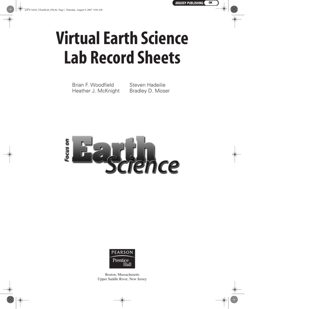 Virtual Earth Science Lab Record Sheets