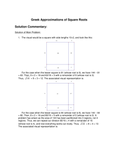 Greek Approximations of Square Roots Solution Commentary: