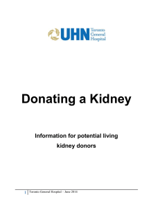 Donating a Kidney - the University Health Network