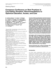 Consensus Conference on Best Practices in Live Kidney Donation
