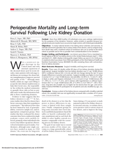 Perioperative Mortality and Long-term Survival Following Live