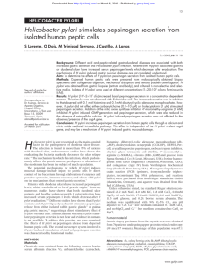 Helicobacter pylori stimulates pepsinogen secretion from