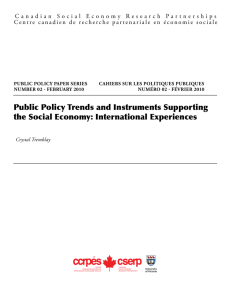 Public Policy Trends and Instruments Supporting the Social Economy