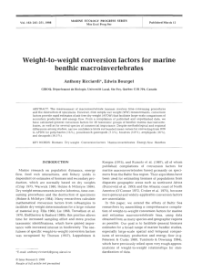 Weight-to-weight conversion factors for marine benthic