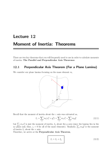 Lecture 12 Moment of Inertia: Theorems