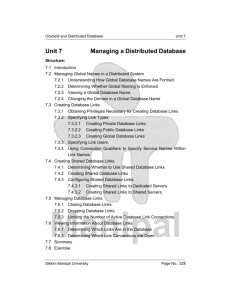 Unit 7 Managing a Distributed Database