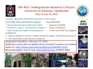 NSF‐REU: Undergraduate Research in Physics University of