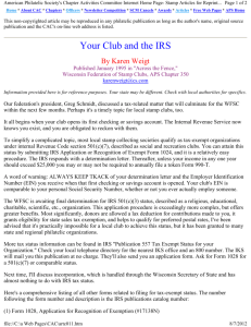 Your Club and the IRS - American Philatelic Society