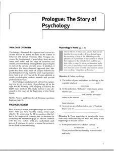 r Prologue: The Story of Psychology