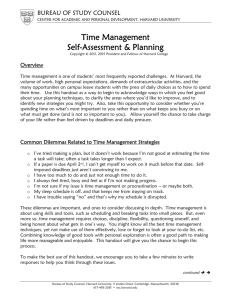 Time Management Self-Assessment & Planning