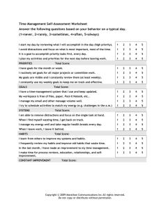 Time Management Self-Assessment Worksheet Answer the