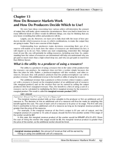 Chapter 13 How Do Resource Markets Work and How Do Producers