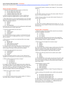 Honors Chemistry FINAL EXAM Study Guide