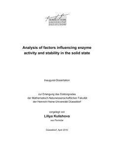 Analysis of factors influencing enzyme activity and stability in the