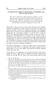 In Personam Liability & Ship Arrest: Singapore Law