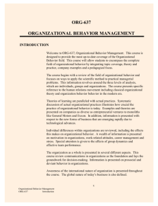 ORG-637 ORGANIZATIONAL BEHAVIOR MANAGEMENT
