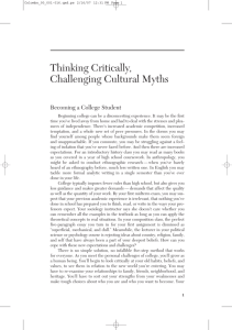 Thinking Critically, Challenging Cultural Myths