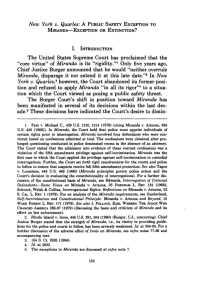 New York v. Quarles: A Public Safety Exception to Miranda