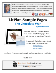 The Chocolate War - Teacher's Pet Publications