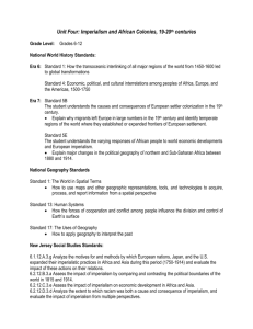 Unit Four: Imperialism and African Colonies, 19