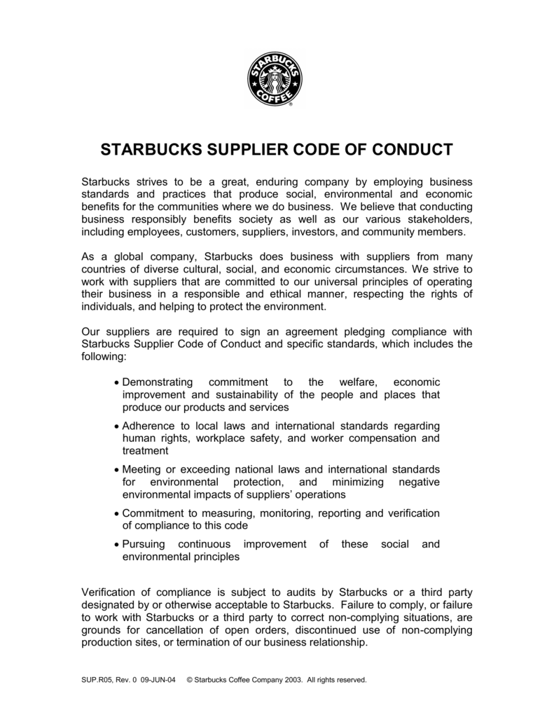  Supplier Code Of Conduct Template Word 