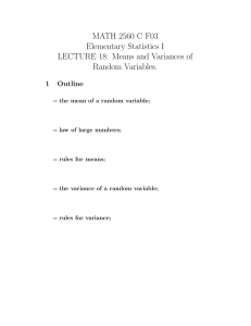 MATH 2560 C F03 Elementary Statistics I LECTURE 18: Means and