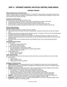 interest groups, political parties, mass media