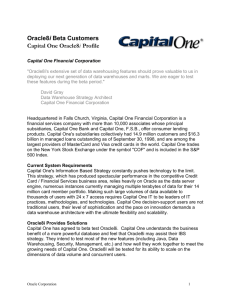 Oracle8i Beta Customers Capital One Oracle8i Profile