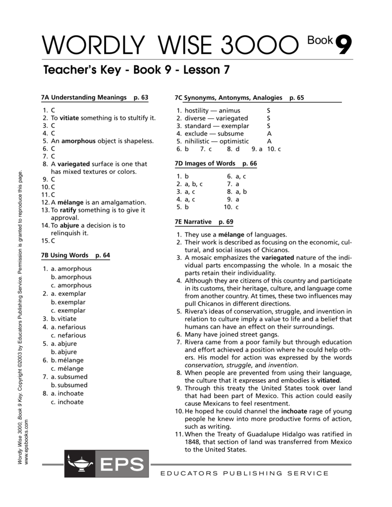 Wordly Wise 3000 Book 7 Lesson 7 Wordly Wise Book 7 Lesson 17 Term 