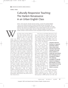 Culturally Responsive Teaching: The Harlem Renaissance in an