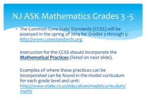 NJ ASK Mathematics Grades 3 -‐5