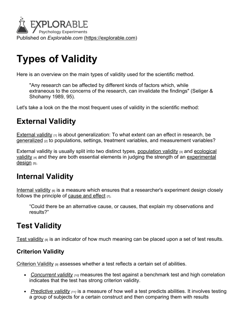 point measure vs measure of validity