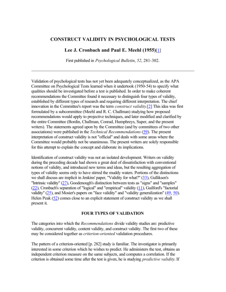 construct validity thesis pdf