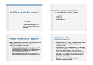 Validity in qualitative research Validity in qualitative research