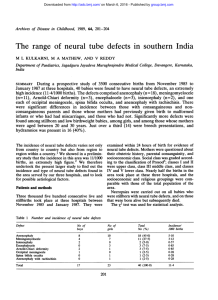 The range of neural tube defects in southern India