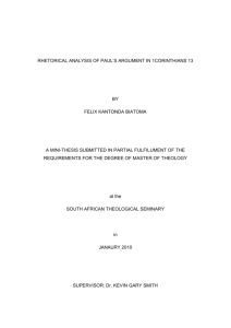 Rhetorical Analysis of Paul's Argument in 1corinthians 13