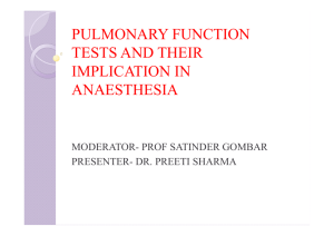 pulmonary function tests and their implication in anaesthesia