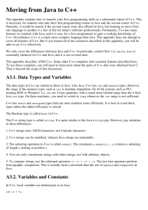 Moving from Java to C++