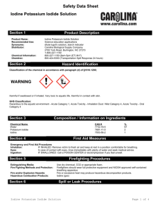 Safety Data Sheet Iodine Potassium Iodide Solution WARNING