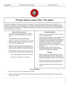 Primary Source Lesson Plan: The Alamo