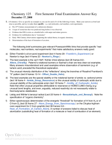 Chemistry 125 First Semester Final Examination Answer Key