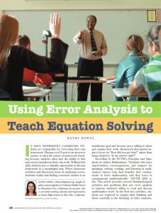 Using Error Analysis to Teach Equation Solving