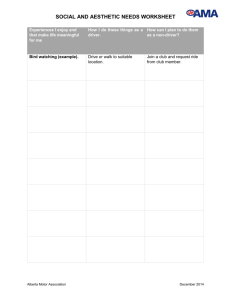 social and aesthetic needs worksheet