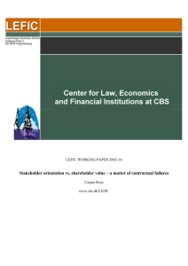 Stakeholder orientation vs. shareholder value