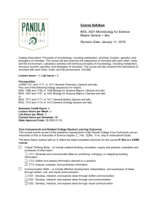 Course Syllabus BIOL 2421 Microbiology for