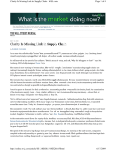 Clarity Is Missing Link in Supply Chain