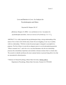 Love 1 Love and Barriers to Love: An Analysis for Psychotherapists