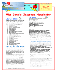 Miss Jenni's Classroom Newsletter Literacy Skills